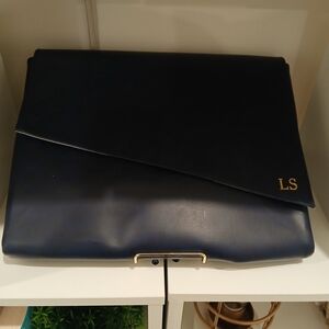 Navy Blue Clutch with Gold Initials